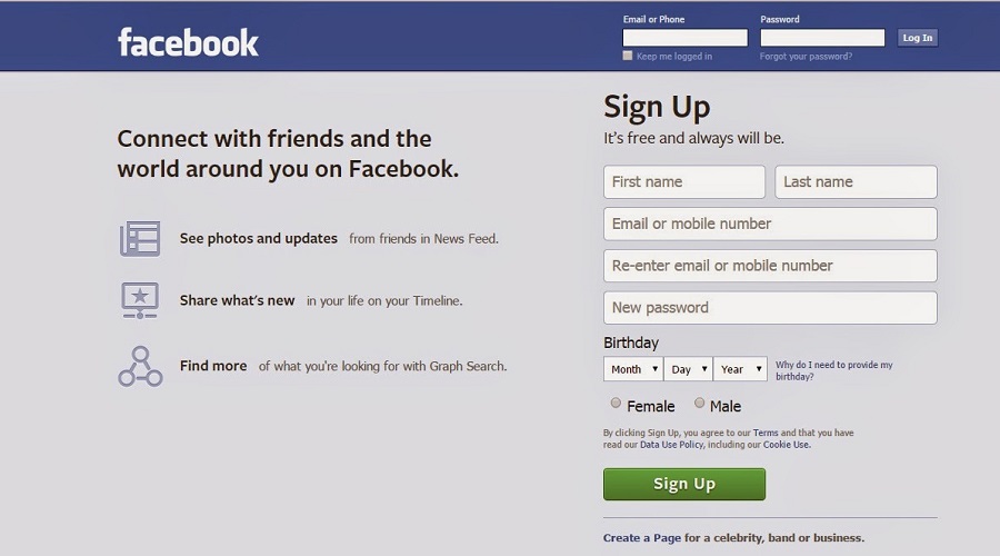 Facebook Sign Up